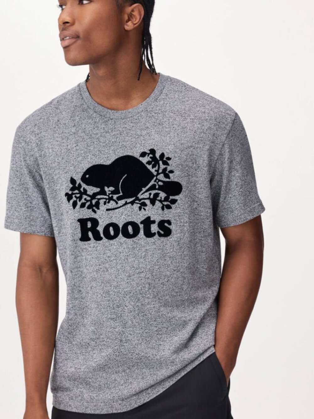 Mens Cooper Beaver T-shirt Salt and Pepper Gray-XL